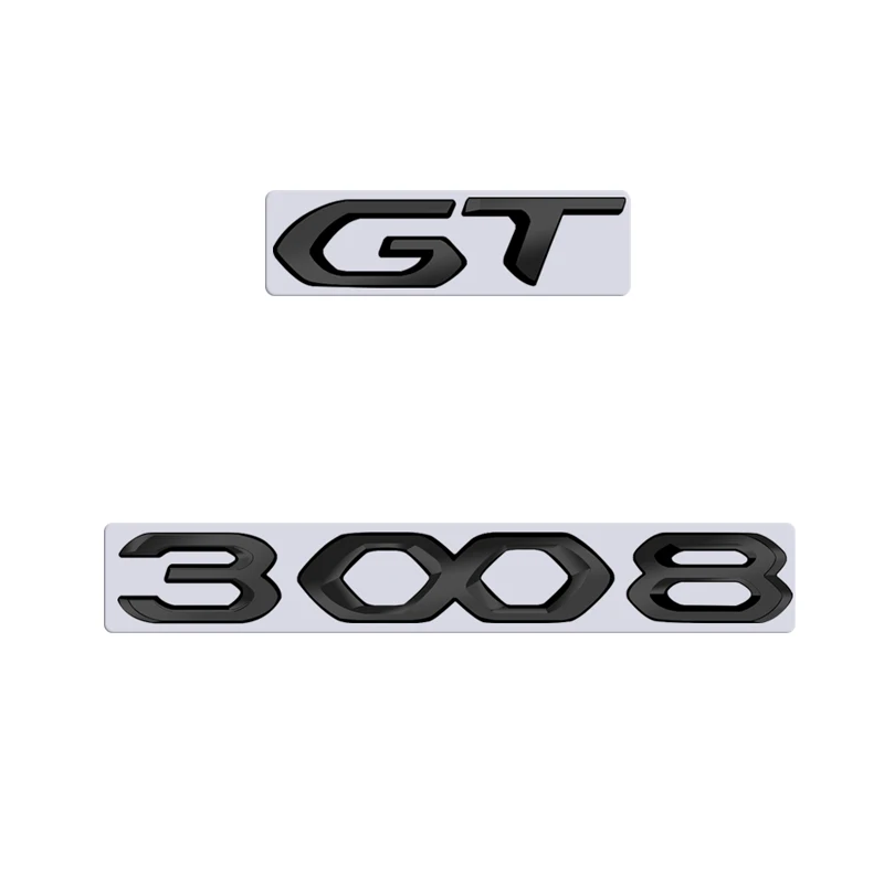 For Peugeot 3008 GT Car 3D Metal Letters Logo Badge Decals Sticker Car Auto Rear Trunk Alphabet Emblem Styling Stickers