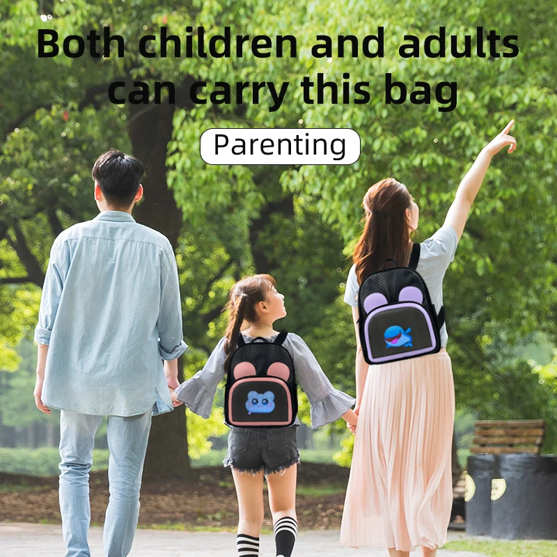 LED 배낭 여성용 어린이 가방 풀 컬러 스크린 프로그래밍 가능한 스크린 방수 배낭 App 제어 오토바이 OutdoorMochila