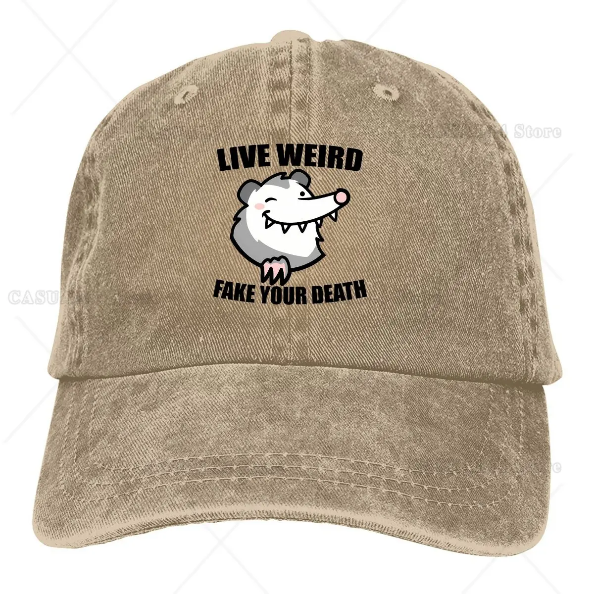 Live Weird Fake Your Death Multicolor Hat Peaked Women's Cap Funny Animal Spirit Awesome Personalized Visor Protection Hats