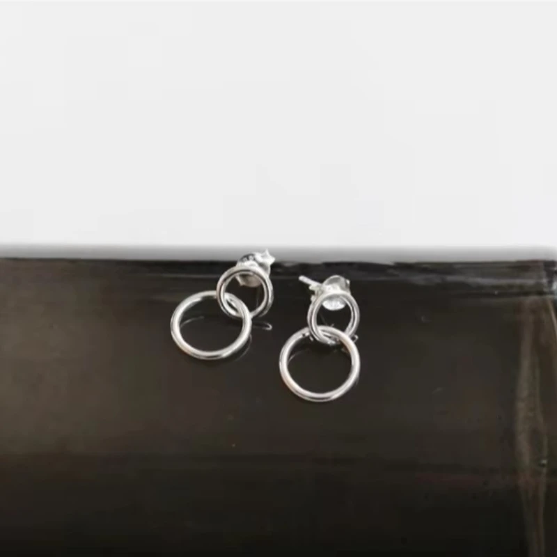 REETI 925 sterling silver Double circle Stud Earrings for Women Elegant Wedding Jewelry pendientes mujer moda 2019 Brincos