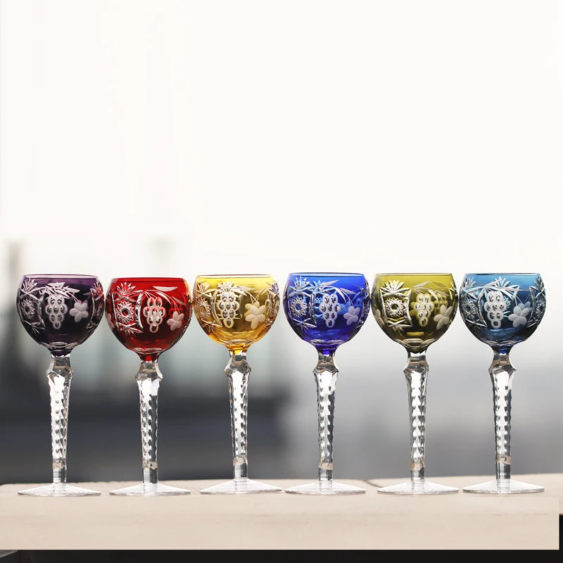 

Multi-color Crystal Glass Goblet Red Wine Glasses Edo kiriko High Value Party Grape Champagne Glass Cocktail Set Furniture Items