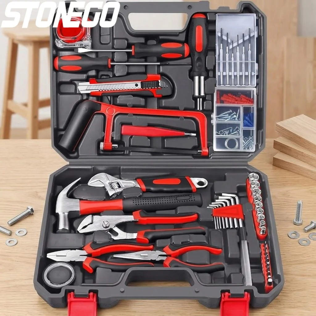 

Набор профессиональных инструментов для дома, 108 предметов: ручные инструменты для самостоятельного ремонта, включая пилу, отвертку, молоток, гаечный ключ, плоскогубцы