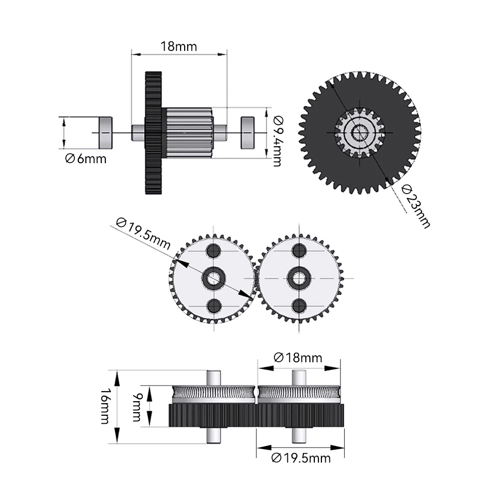مجموعة تروس محرك مزدوج معدني بالكامل عالية الجودة لـ HGX-LITE-extruder مجموعة أدوات قيادة الطارد من الفولاذ المقوى لـ Ender3/Ender5/CR10