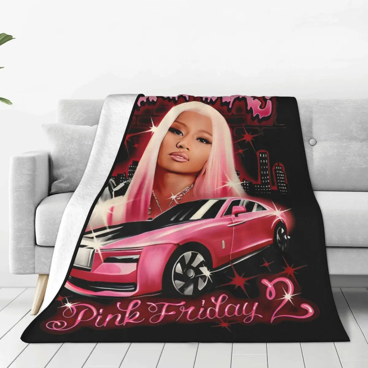 Pink Friday 2 Tour Nicki Minaj Rapper Knitted Blankets Fleece Warm Throw Blanket for Outdoor Travel Bedspread