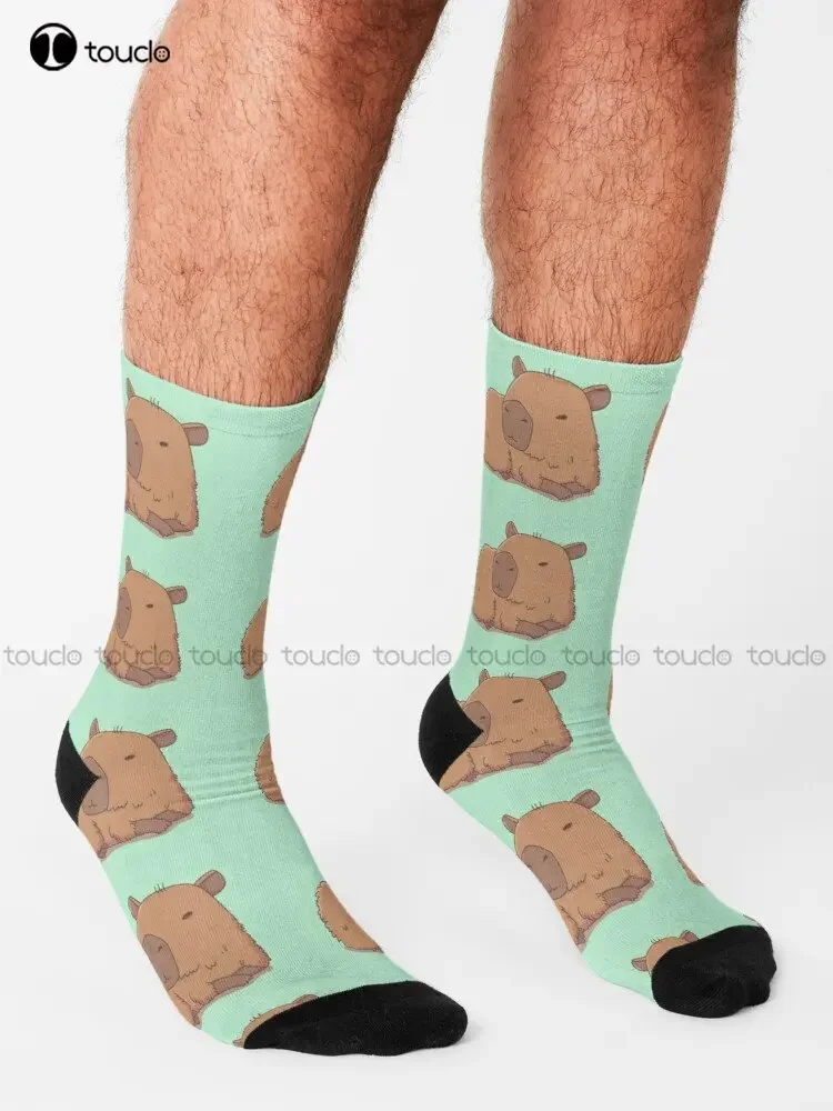 Cute Capybara Relaxing Socks Warm Socks Personalized Custom Unisex Adult Teen Youth Socks 360° Digital Print Custom Gift Cartoon