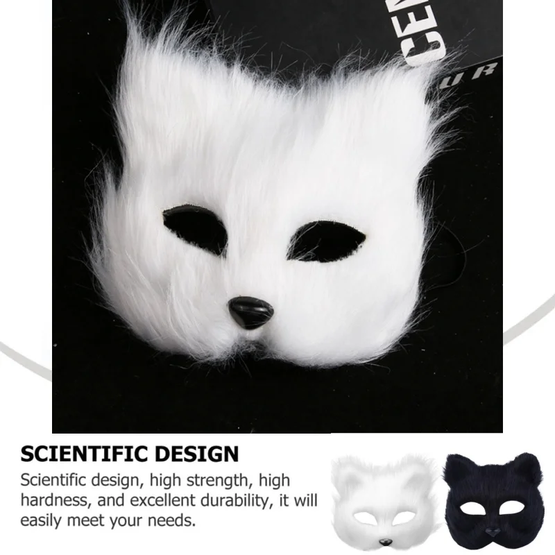 Halloween Cosplay Karneval Party Fuchs Form Gesichtsmaske Kunstpelz Pelztier Katze Haarmaske Maskerade Kopfbedeckung Nachahmung Spielzeug – Detail 9