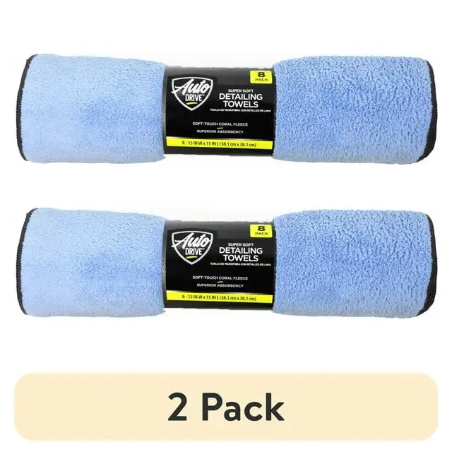 

(2 шт.) Универсальное полотенце из микрофибры из кораллового флиса с автоприводом, для чистки, детализации, 8 шт., синее и желтое