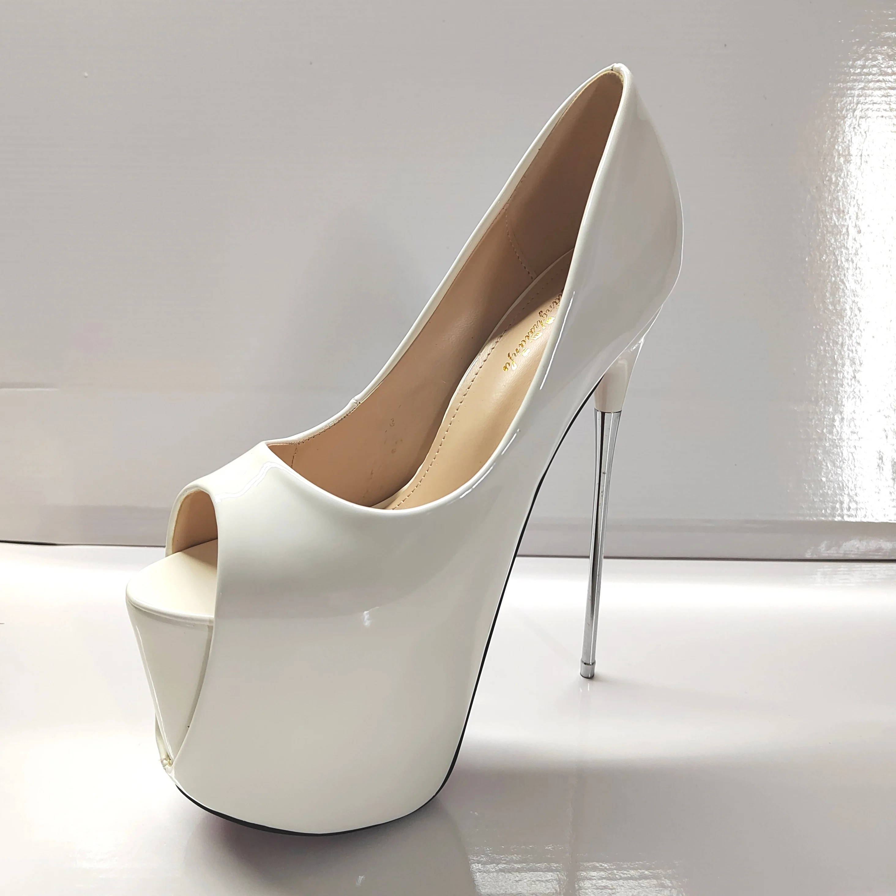 Spring Autumn 2024 Sexy Stilettos 19cm Thin High-Heeled Patent Leather Platforms Shoes Woman Evening Party Gold Red Pink Pumps