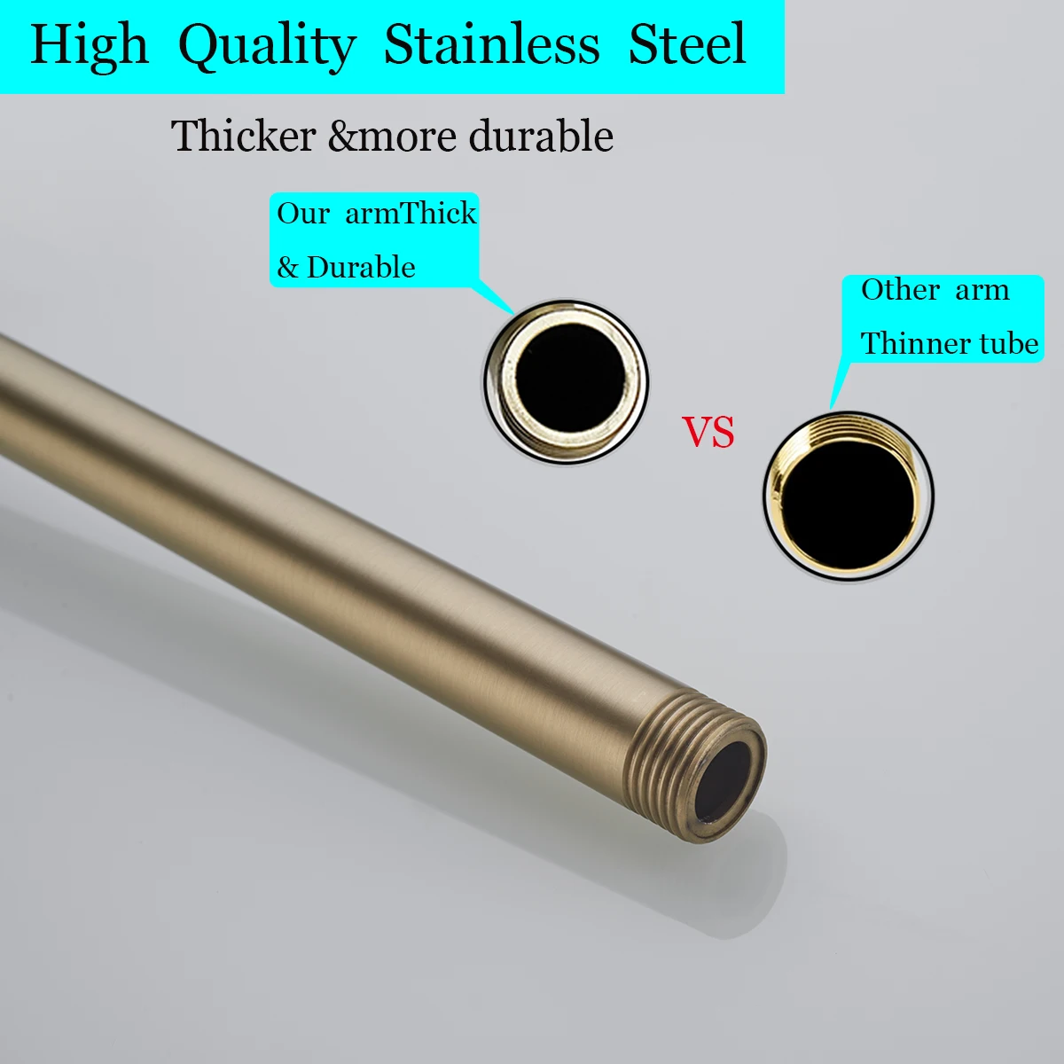 16 inch shower arm with flange stainless steel material ceiling type suitable for top mounted shower kit accessories.