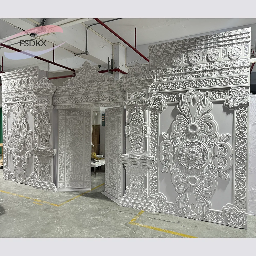 Elegant Arch Stage Backdrop For Event Stage Indian Backdrop White Castle Backdrop