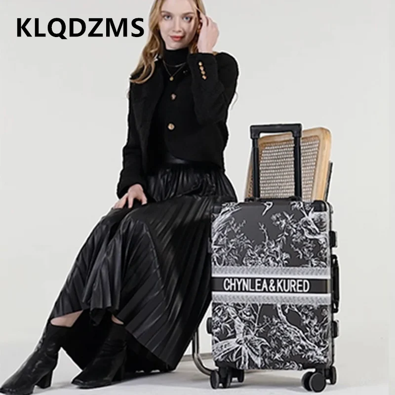 

KLQDZMS Luggage Travel Bag 20 Inches Women Boarding Box Men's 24" PVC Trolley Case Large Capacity Password Box Rolling Suitcase
