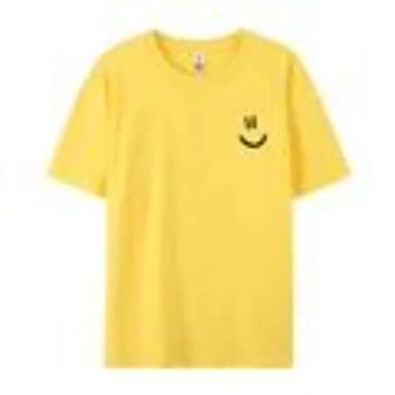 Minimalist Smile Face Style Graphic Print Tops Hip Hop Tee Clothes T Shirt Summer Breathable T-Shirt Street Cotton Tshirt