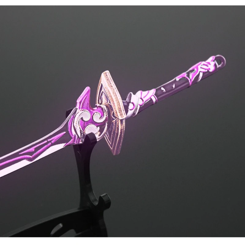 22cm/8.66in Genshin Impact Game Peripherals Thor Thoughtless Slash Keychain Samurai Sword Metal Weapon Model Toy Craft Ornaments
