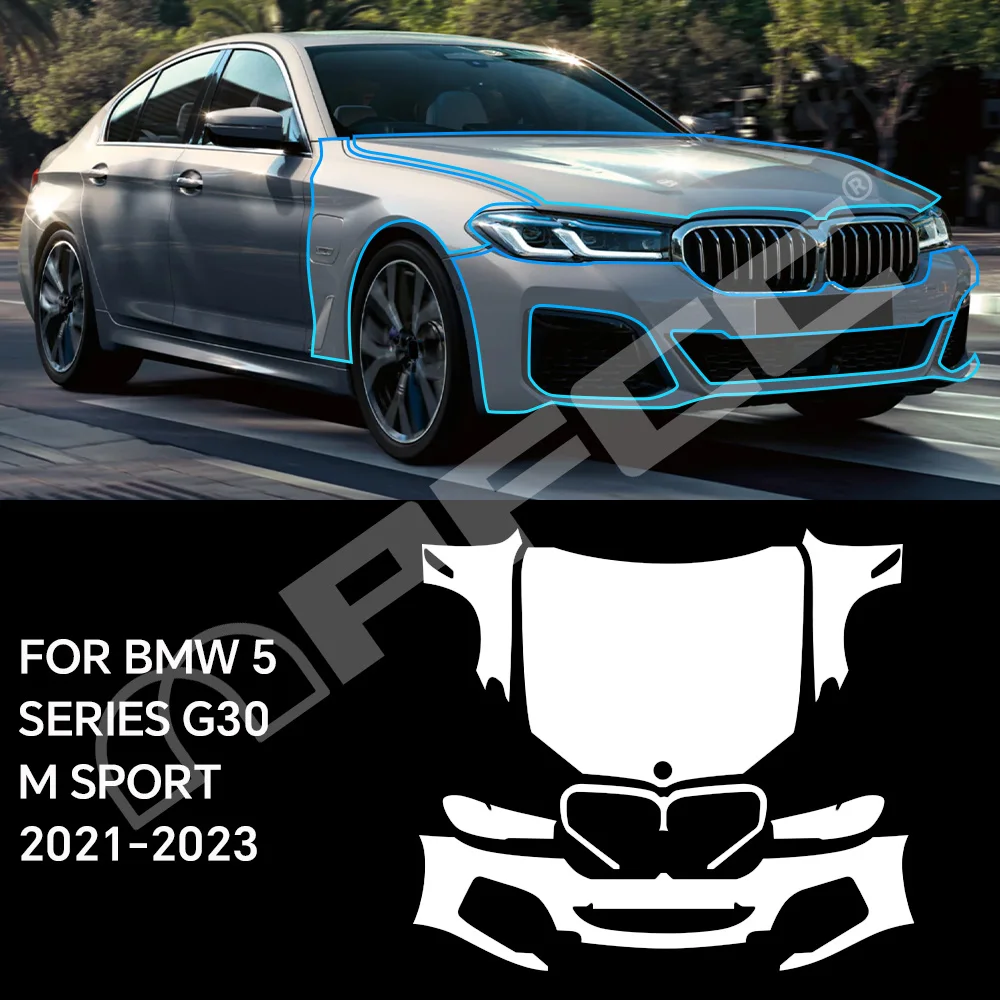 

For BMW 5 Series G30 M 2021-2023 Full Coverage Front Bumper Head Hood Clear PPF Car Precut Paint Protective Film Anti Scratch