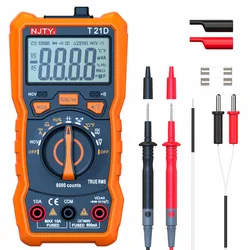 NJTY T21D Digital Multimeter 6000 Counts Voltmeter AUTO Current Resistance Temperature Diode Multi Tester with Backlight Screen