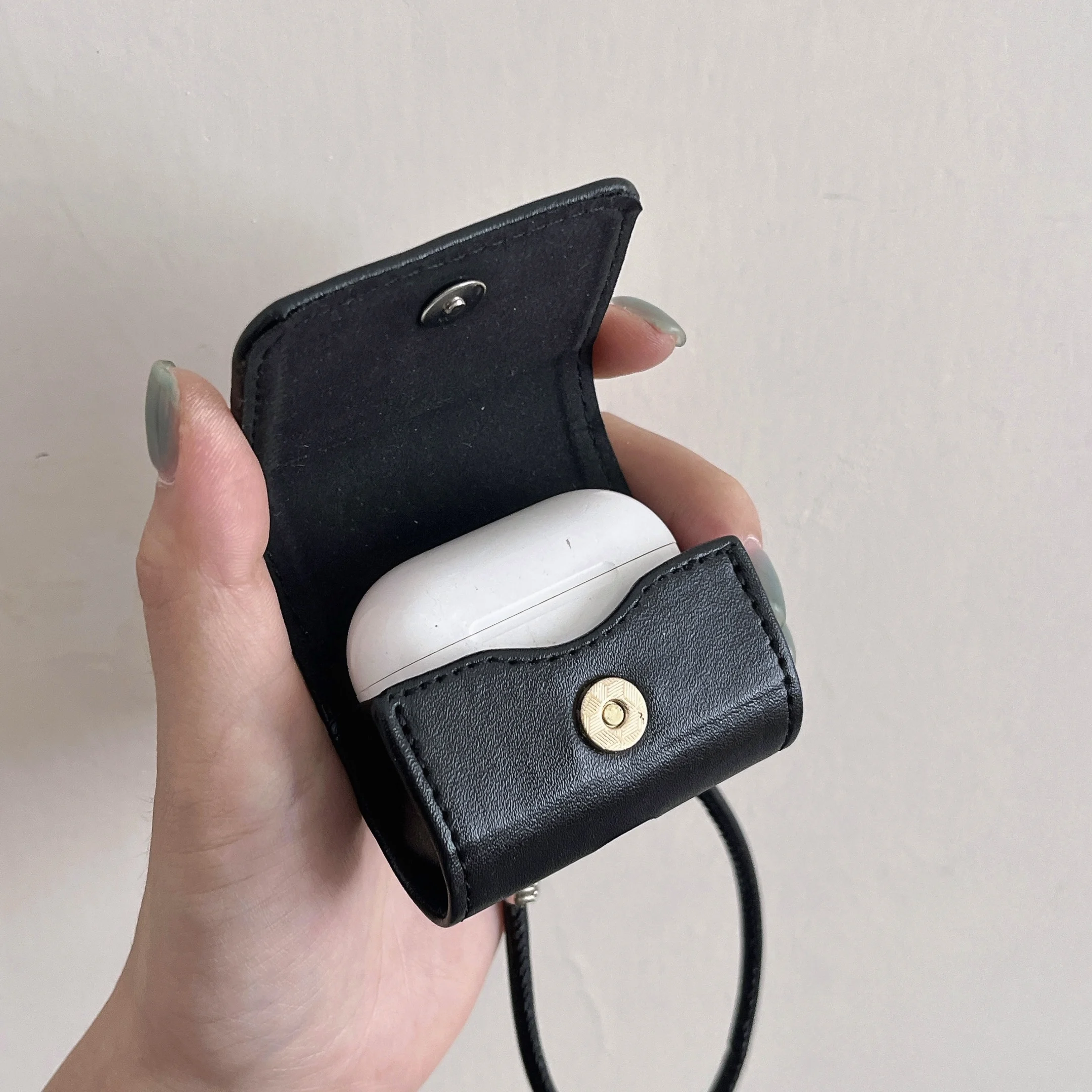 Stylish Luxury Metal North Star Faux Leather Shockproof Protective Cover Case For AirPods 1 2 3 4 Pro 2 Pro 3 with Lanyard view 6
