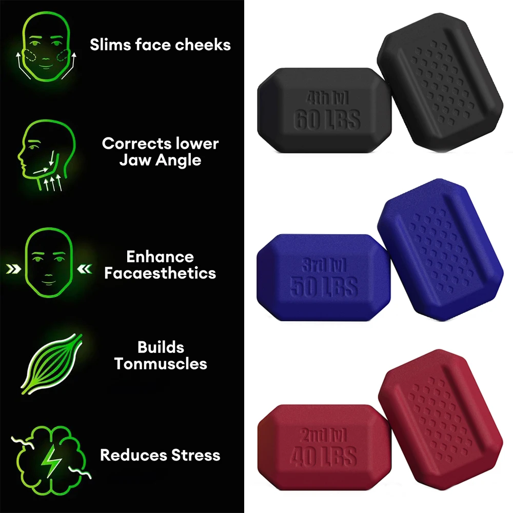 Silicone Jawline Exercier Face Bite Muscle Jawline Trainer Facial Chew Jaw Exercise Fitness Masseter Ball Face Shaping Equipment