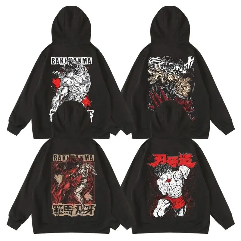 

New High-quality Animation Hot-blooded Fighting Fanma Edged Teeth Printed Hoodie Loose Men's and Women's Trendy Sweater