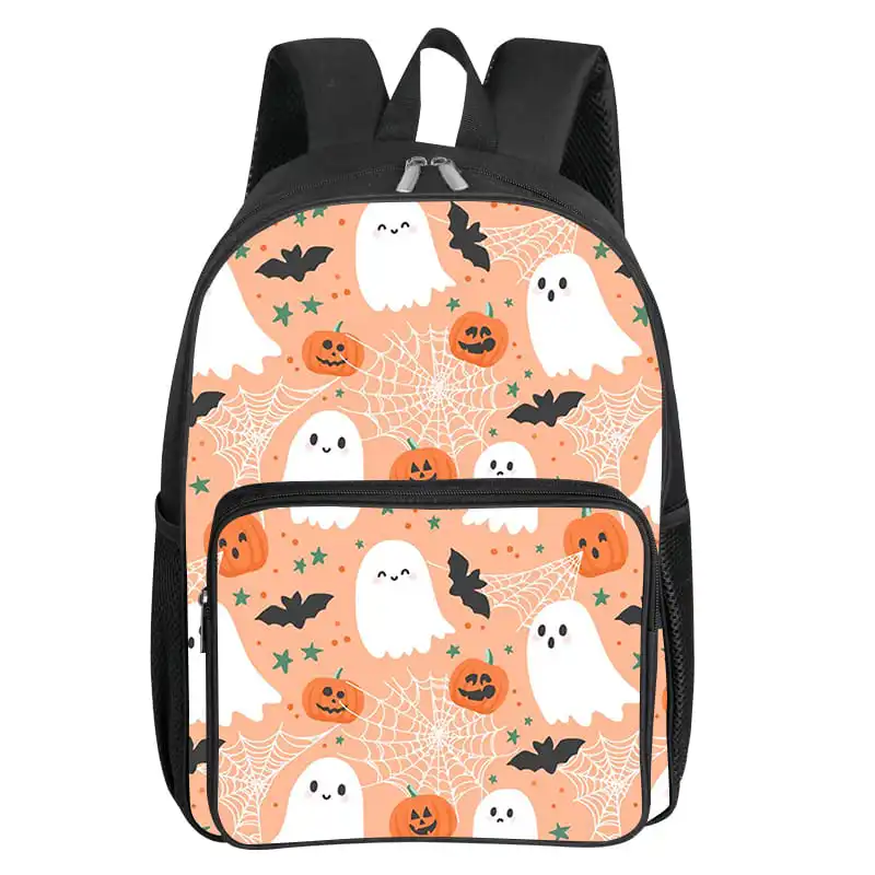 

Хэллоуин Призрак Квадратный передний карманный рюкзак на молнии большой вместимости для мальчиков и девочек Лучший подарок 3D мультфильм детская школьная сумка
