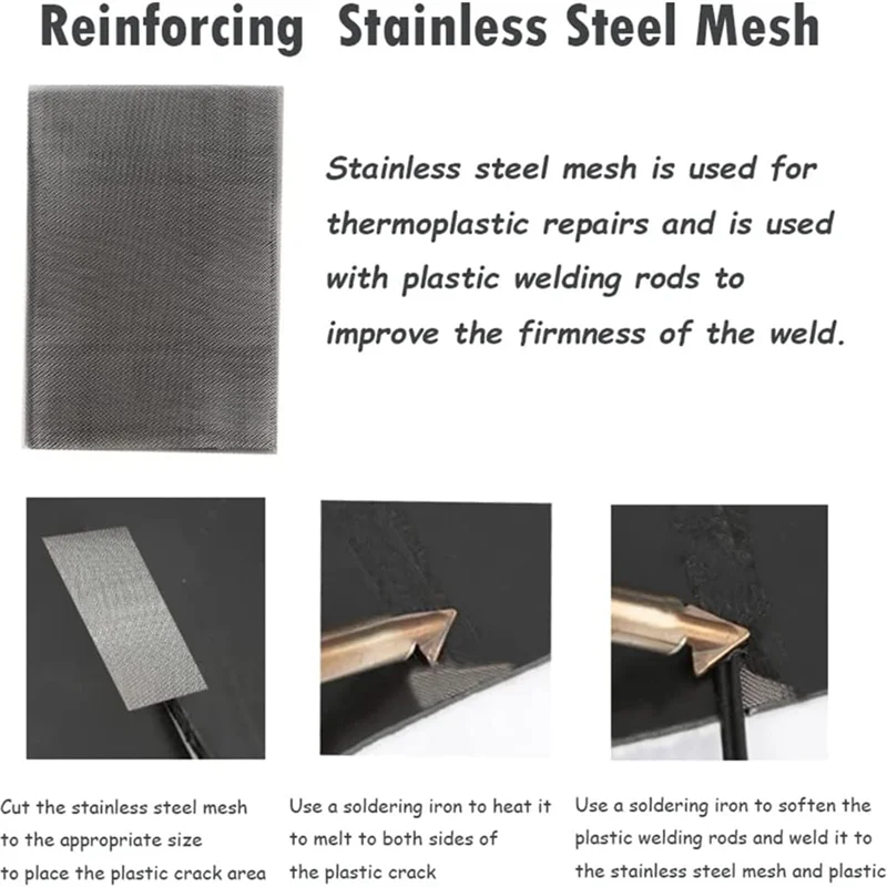 قضبان لحام بلاستيكية لمصد السيارة ، قوارب الكاياك مع شبكة تقوية من الفولاذ المقاوم للصدأ ، طقم إصلاح يومي ، صيحات