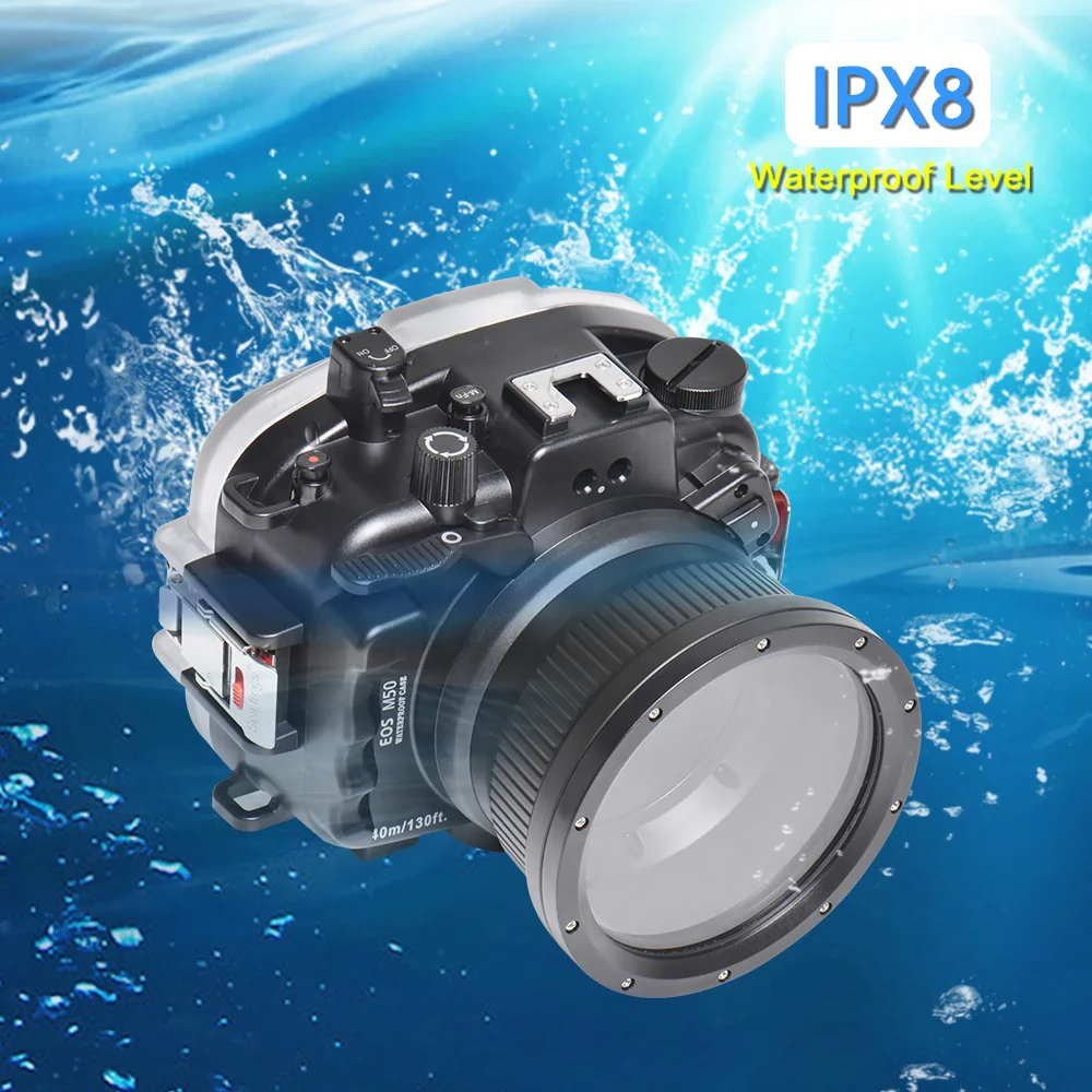 Seafrogs waterproof housing For Canon EOS M50 18-55mm/22mm Camera Waterproof Housing Case 40m 130ft Underwater Photography