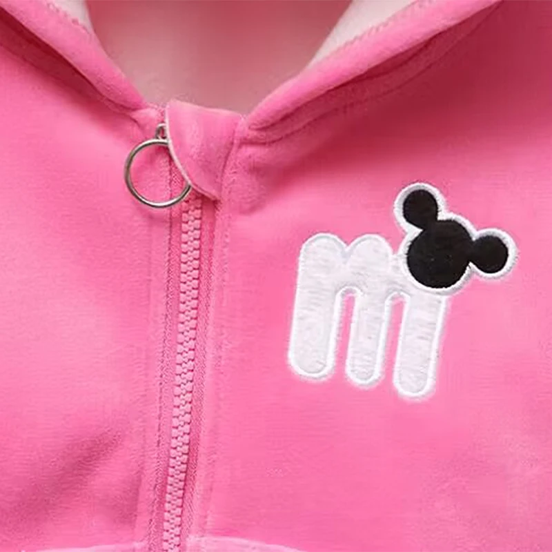 Autumn Winter Baby Girls Minnie Mickey Clothing Set Cartoon Hooded Outerwear Tops Pants 2Pcs Sport Suit Infant Kids Clothes