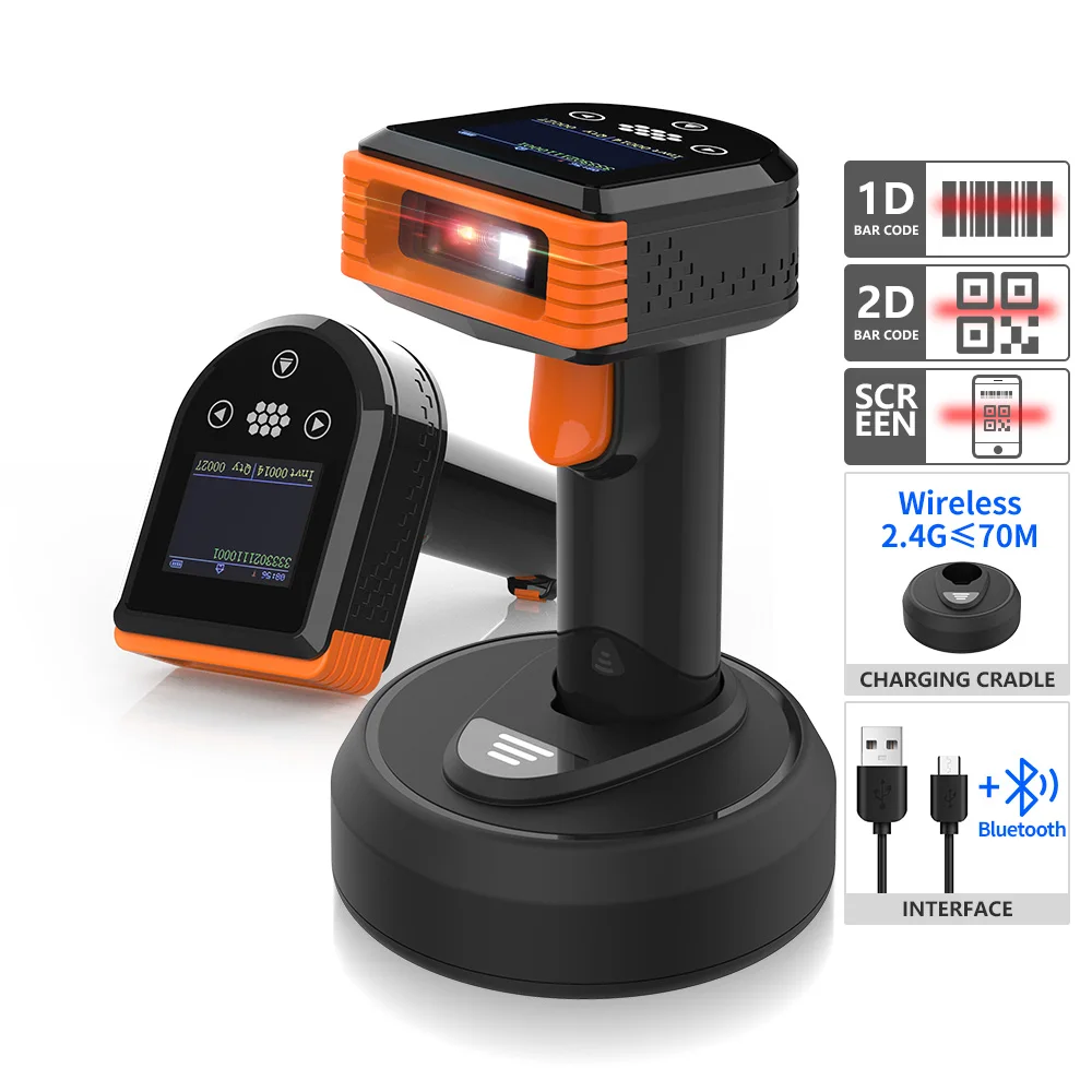 

GTCODESTAR GT-3306 Wireless Inventory Scanners USB Qr Code Reader 2D Barcode Scanner with Display Screen