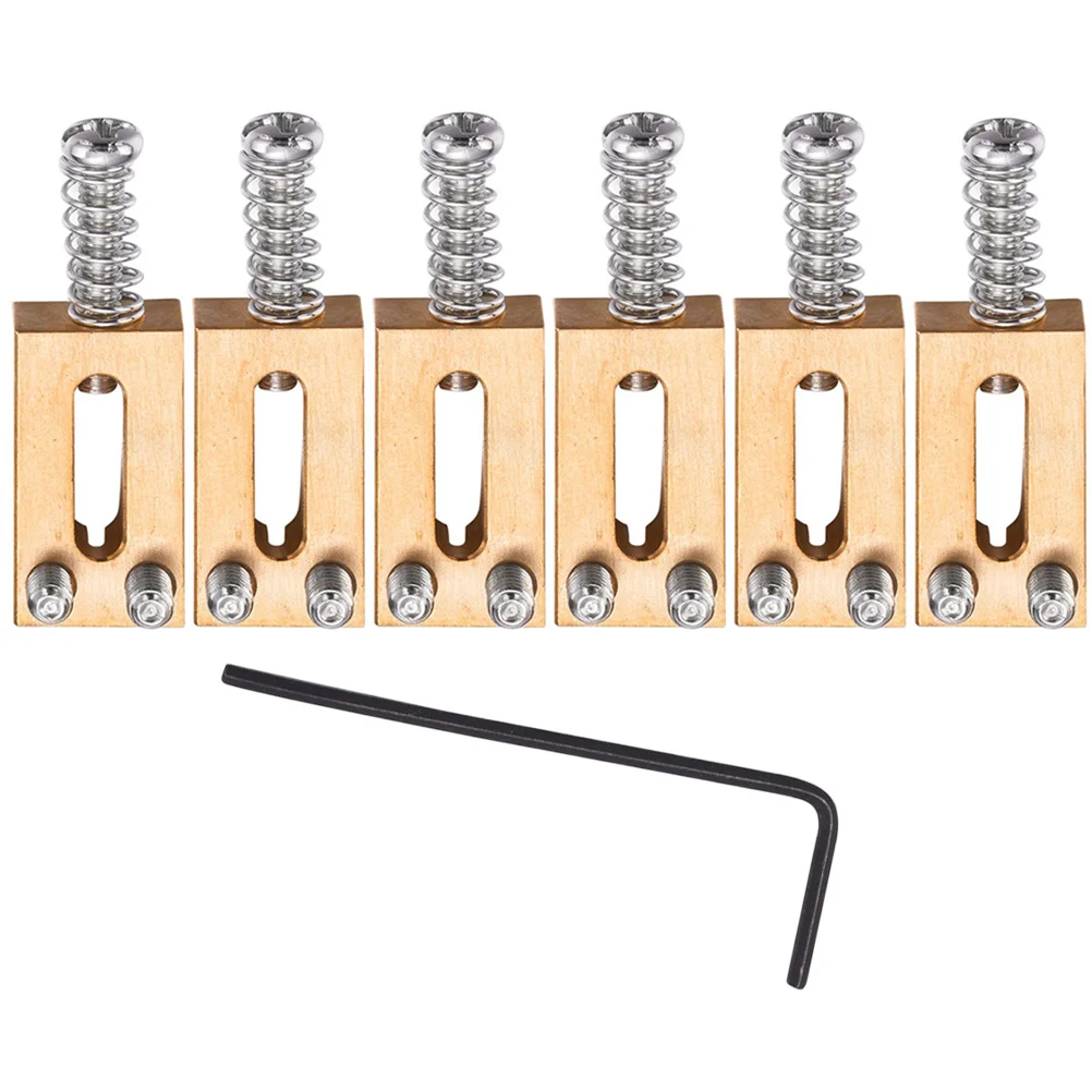 

6Pcs Tremolo Bridge Saddles Electric Guitar Solid Brass Durable Replacement Parts Accurate Module Guitar Accessories