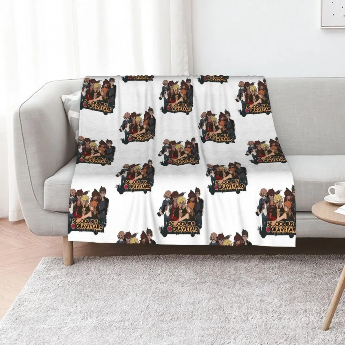 School Bus Graveyard Friends Gang Throw Blanket Beach Blankets Sofas Of Decoration Luxury Designer for sofa Bed Blankets