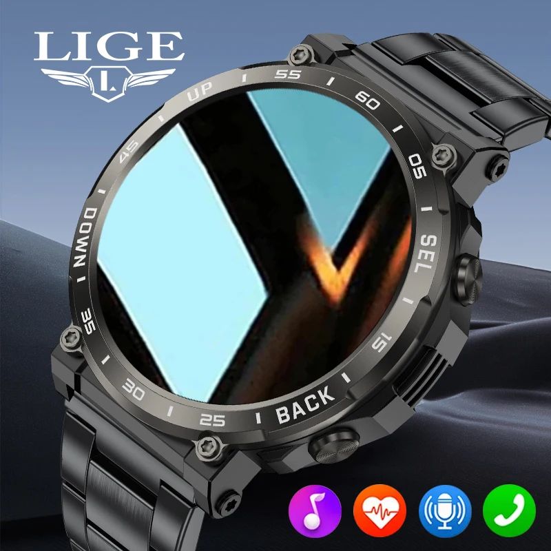 

Watch For xiaomi LIGE Rugged Military Men Smart Watch Band Sports Fitness Tracker AI Voice Bluetooth Call Smartwatch Waterproof