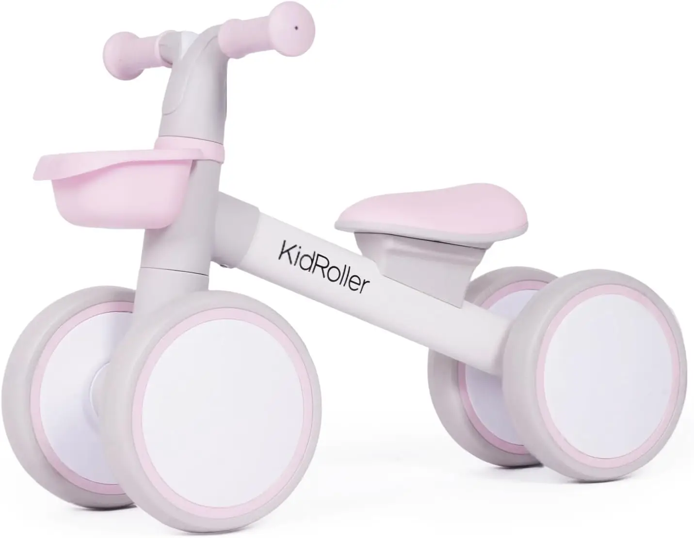 

Toddler Balance Bike for 1-3 Years, Adjustable Seat, Front Basket, Pink, First Birthday Gift