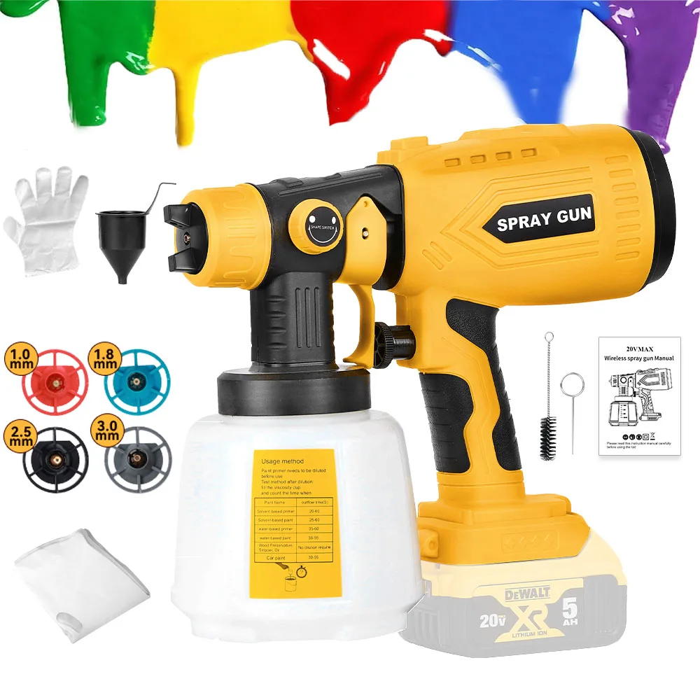 1000ml-cordless-paint-sprayer-for-dewalt-battery-electric-spray-paint-gun-for-home-painting-furniture-cabinet-diy-not-battery）