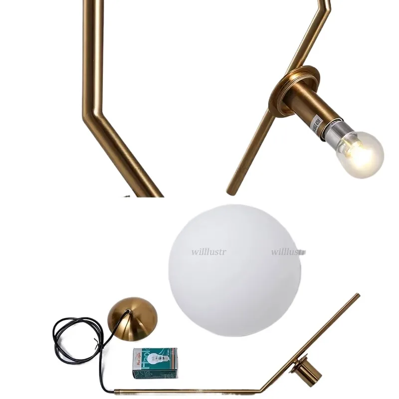 

Роскошный подвесной светильник с белым стеклянным шаром, минималистичный железный подвесной светильник для отеля, офиса, столовой, спальни, подвесная потолочная люстра