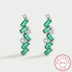NEW Delicate Emerald Paraípa Original Sterling Silver Studs Earrings For Women Irregular Full Diamond Anniversary Gift Jewelry