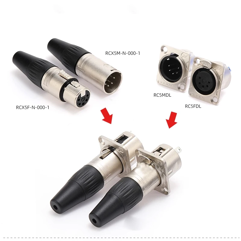 

REAN 5 Pin XLR Plug With Color Ring Microphone Connector Metal Housing 5 Pore Balanced XLR Male / Female Plug