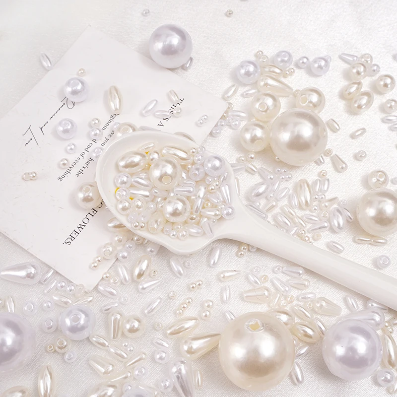 ABS Plastic Imitation Pearl Beads Ivory/White Loose Spacer Beads For Jewelry Making DIY Bracelet Necklace Earrings Accessories - view 2
