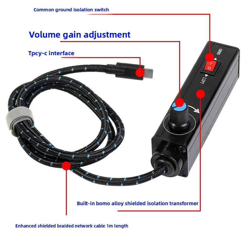 USB C to XLR Male Microphone Cable Audio Isolator Removes Current Impedance and Matches to Balance Filter