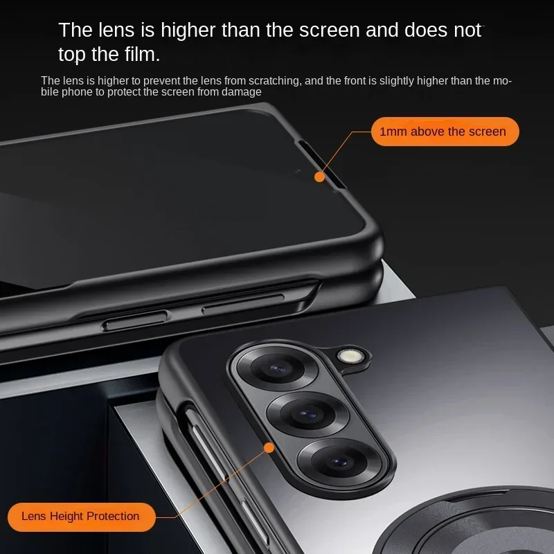 Вращающийся на 360 градусов металлический магнитный кольцевой держатель для телефона для Samsung Galaxy Z Fold 7 6 5 4 3 2, противоударный защитный чехол на задней панели