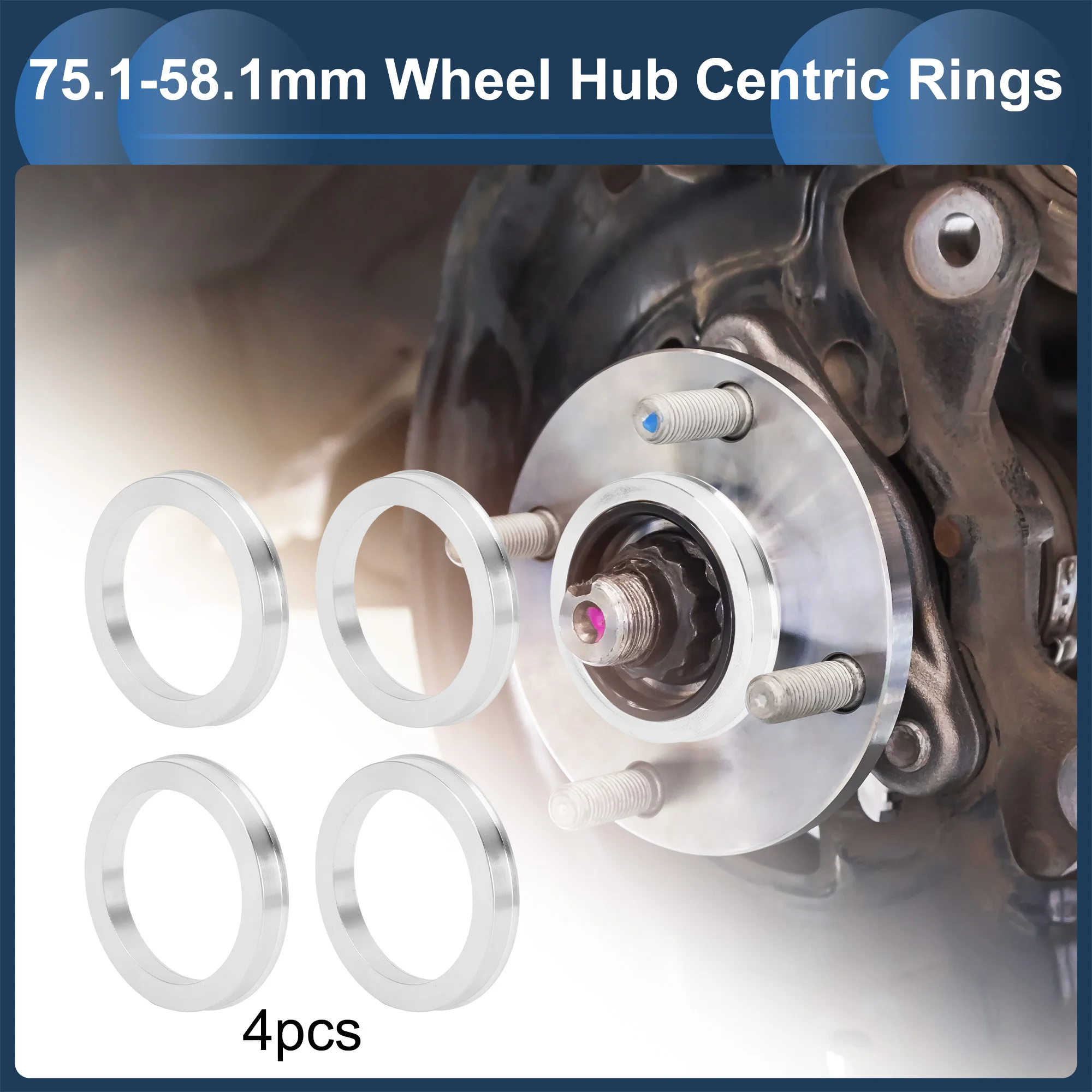 UXCELL 4pcs Car Wheel Hub Centric Rings OD 75.1mm to ID 56.6/64.1/66.6/70.6/72.6/73.1mm Wheels Center Shaft Shock Hubrings