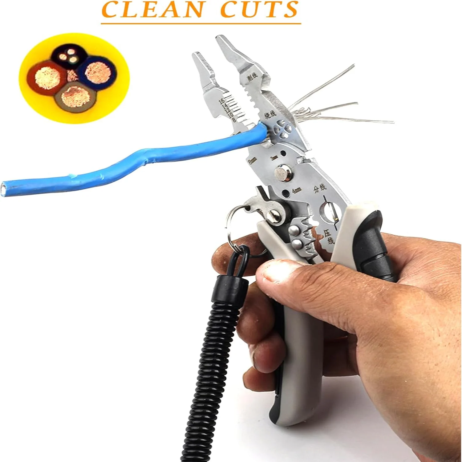 أداة تجريد الأسلاك المزورة من الفولاذ المقاوم للصدأ 12 في 1 متعددة الاستخدامات مع قص البراغي والقص والإمساك والالتواء والحلق والعقص، #4