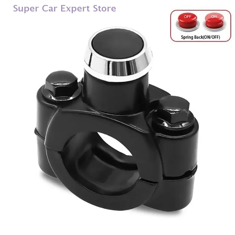 Universal 7/8" Motorcycle Switch Handlebar Mount Horn Headlight Strobe Momentary Switch Button Aluminum Alloy Interruptor
