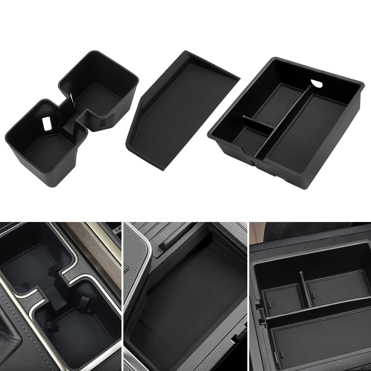 

3x For 2024 2025 Lexus GX550 Wireless Charging Pad Mat + Cup Holder Insert +Center Console Organizer Tray Accessories Silicone