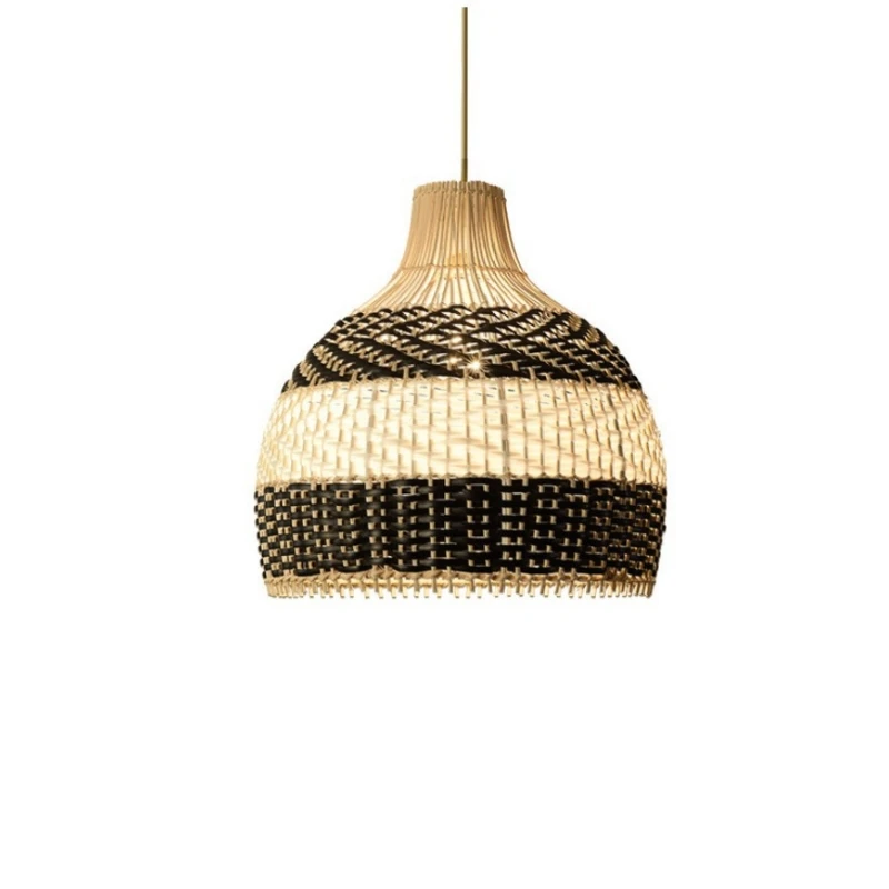 Nordic Pastoral Rattan Weave Chandelier Restaurant Bedroom Homestay  Southeast Asian Style Handmade  Art Led Decor Lights