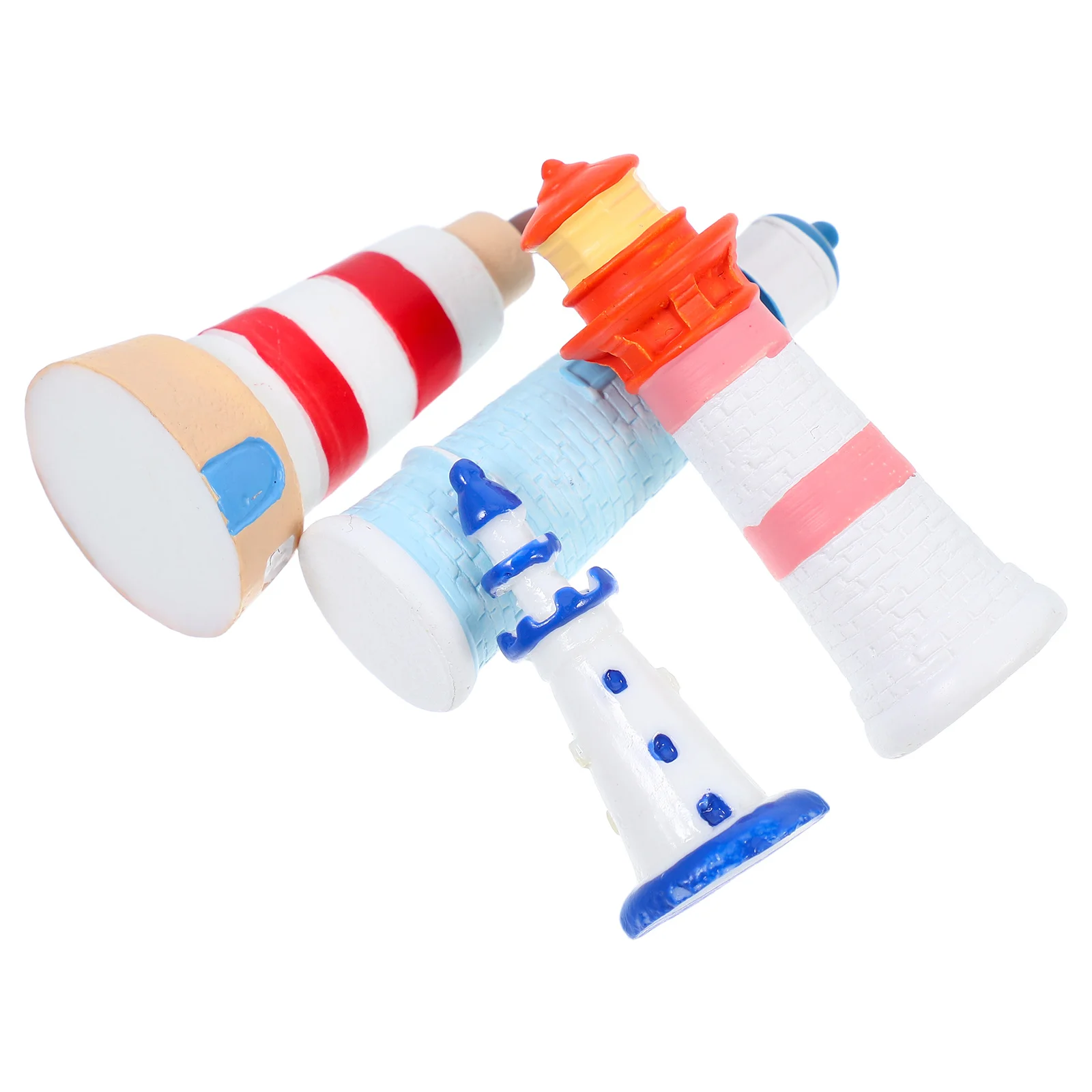 

4 Pcs Lighthouse Decorations Beach Theme Lighthouse Figure Statue Garden Dollhouse Accessories Creative Resin Gifts