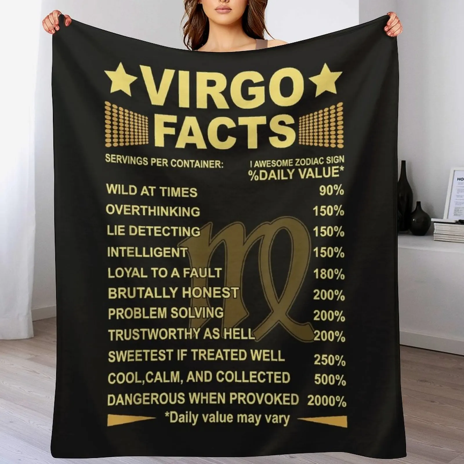 

Virgo Facts Zodiac Funny Virgo Birthday Gift Tee Throw Blanket All Weather Soft Throw Blanket for Sofa