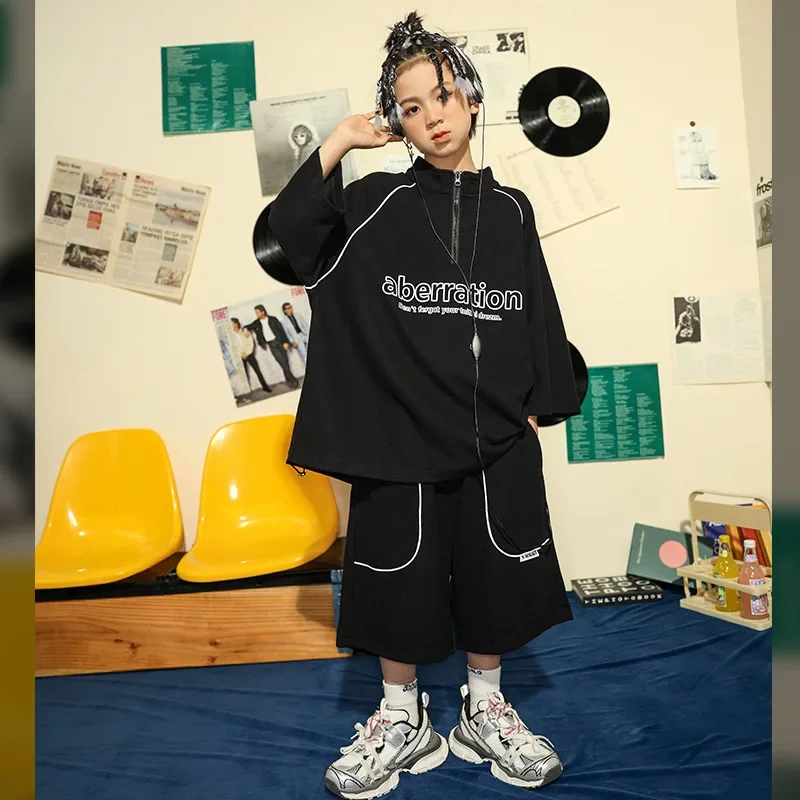 

Kids Modern Jazz Dance Clothes Black Loose Suit Fashion Boys Street Dance Hip Hop Outfits Teen Group Concert Performance Wear