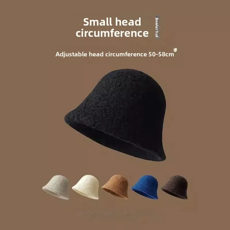 

Бархатная шапка Fierman Lamb, женская зимняя теплая защита ушей, маленькая шапка-ведро размера головы, Sli Sensation Protection, аксессуары