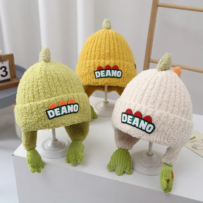 Children\'s Hat Autumn and Winter 2023 New Earflaps Thickened Medium and Big Children Knitted Hat Woolen Cap Fashion