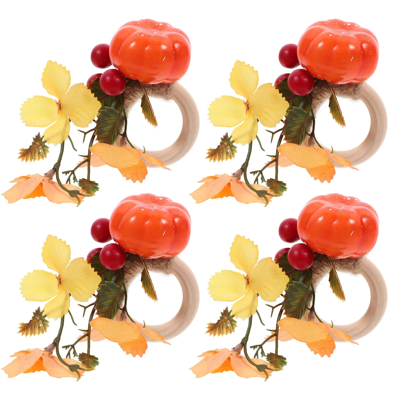 

4 Pcs Pumpkin Napkin Rings Halloween Buckle Lantern Fall Decor Cloth Holder Buckles