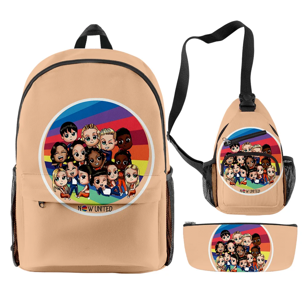 Popular Novelty Cool Now United POP Group 3D Print 3pcs/Set pupil School Bags Travel Laptop Backpack Chest Bag Pencil Case